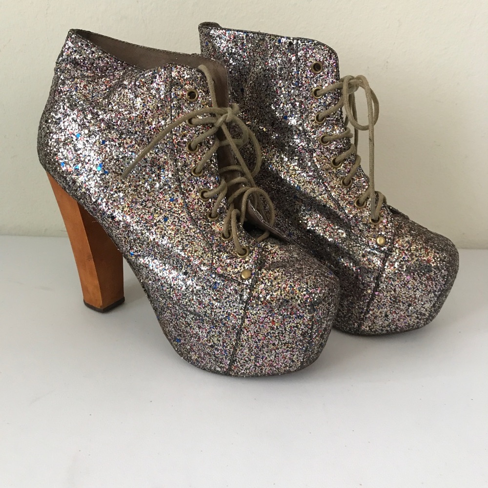 Jeffrey Campbell Glitter Lita Platform Heels Shoes - Picture 9 of 9